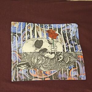 Robert Graham Wolfe Skull Print T Shirt Crew Neck Burgundy S/S Men's S Tee